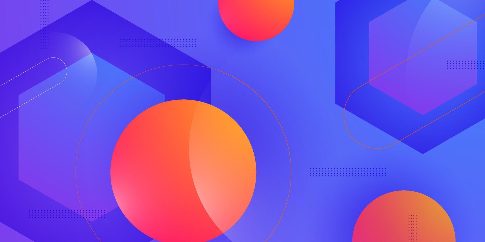 Abstract 3D background with colorful bright orange circle pattern background design. Dynamic color purple and blue gradient background design. vector