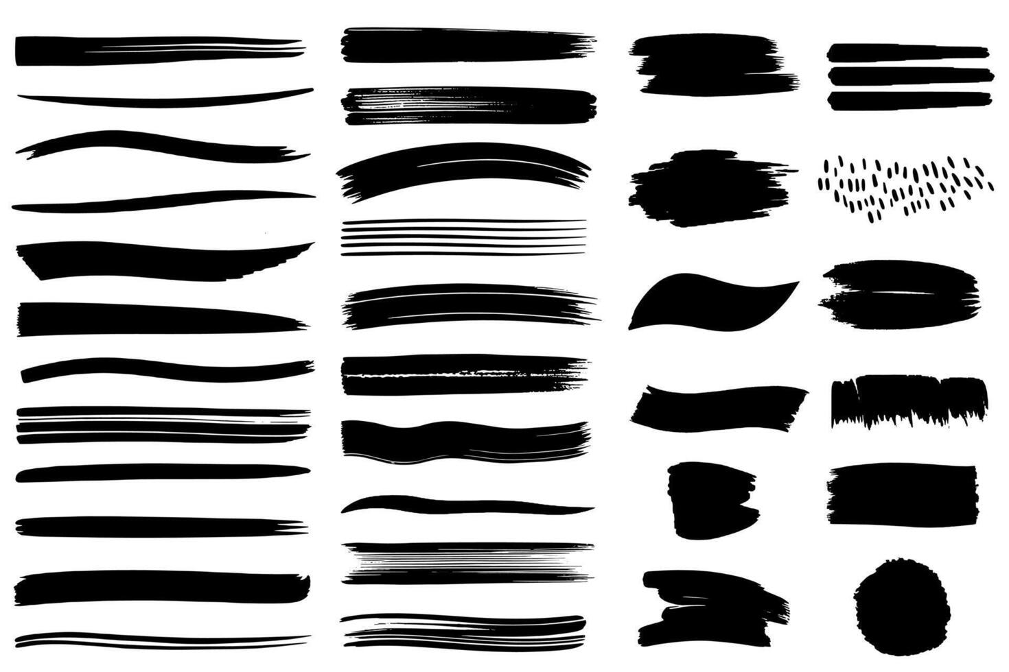 Black brush strokes. Set of hand drawn backgrounds and brush strokes. Monochrome brushstroke. vector