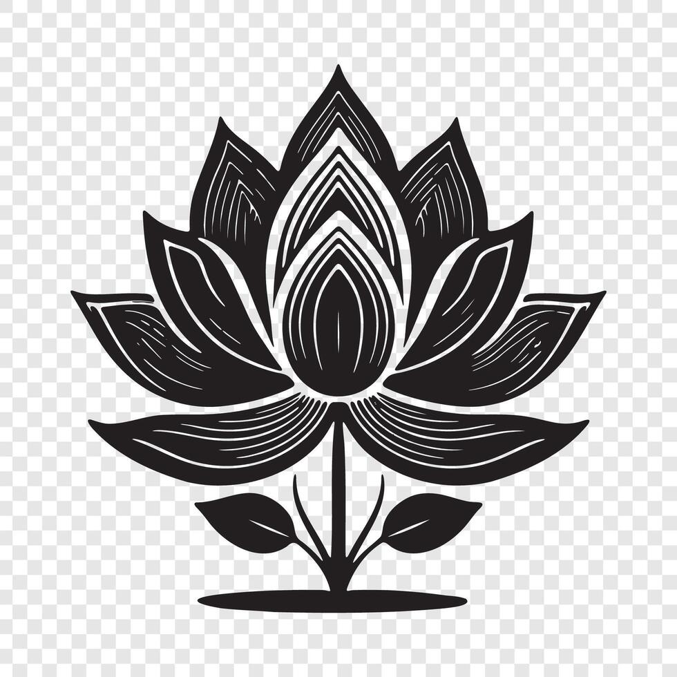 Lotus flower, black and white vector