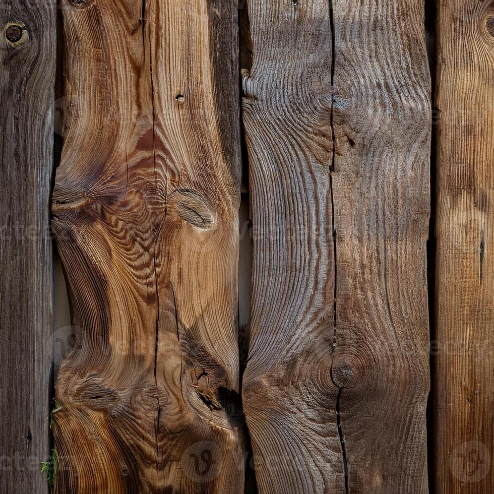 A close up of a wooden fence with a bird on it photo