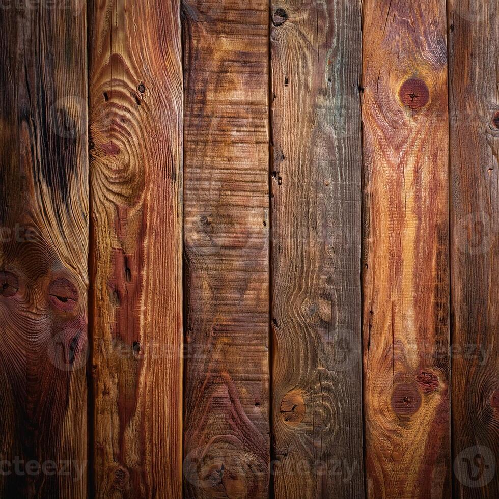 Wooden wall background with many different types of wood photo