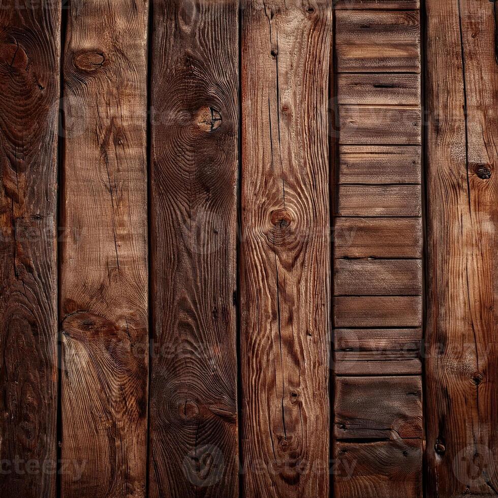 Wooden wall background with many different types of wood photo