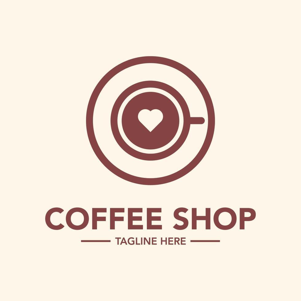 Coffee shop logo template with heart shape vector