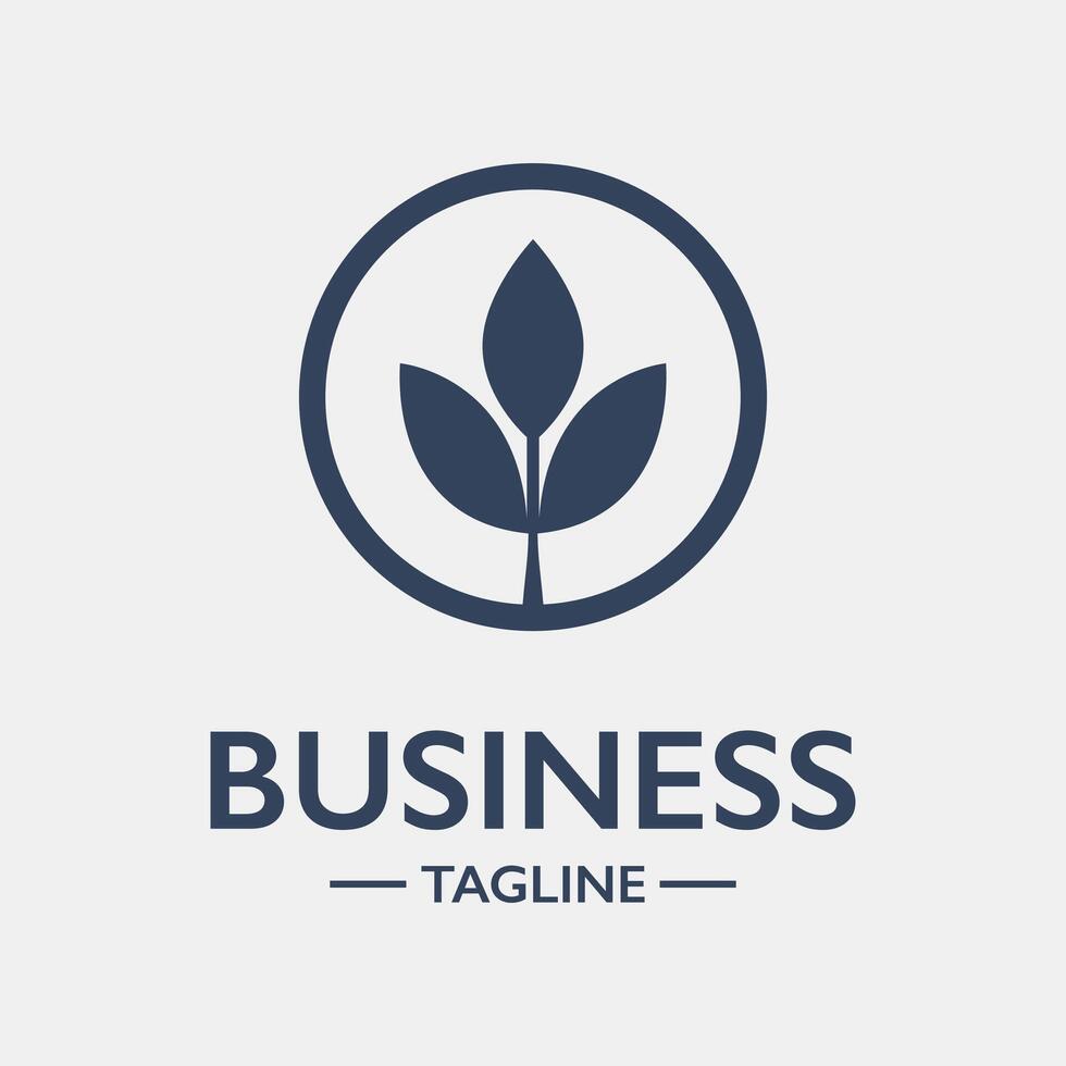 A logo for business with a leaf in the center vector