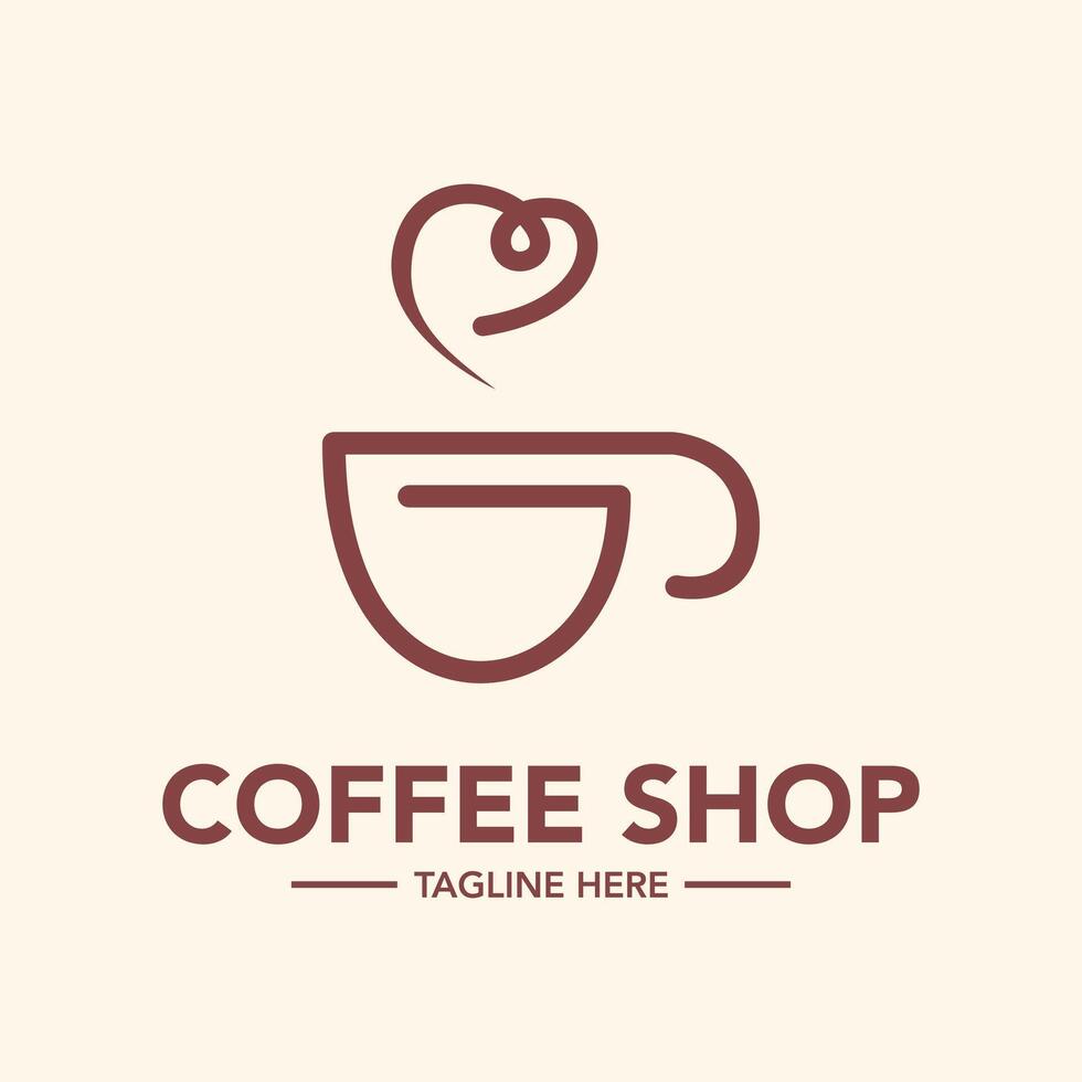 Coffee shop logo template with a cup of coffee vector