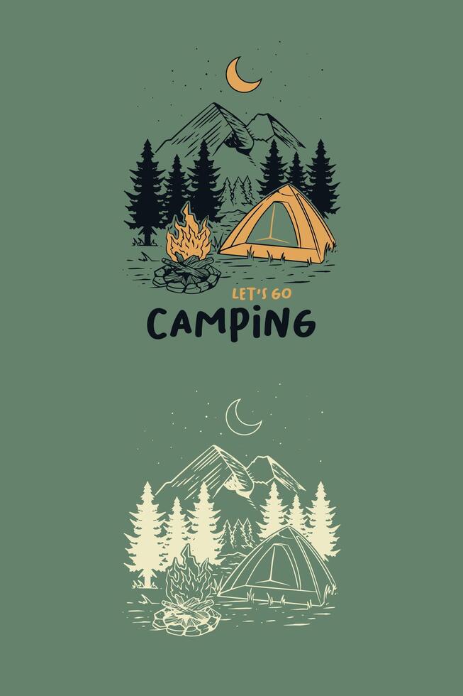 Camping hike pattern vector