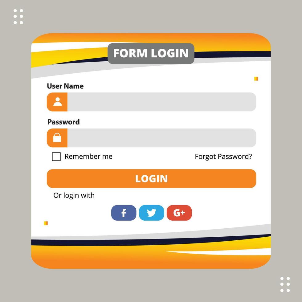 login form template with modern frame vector