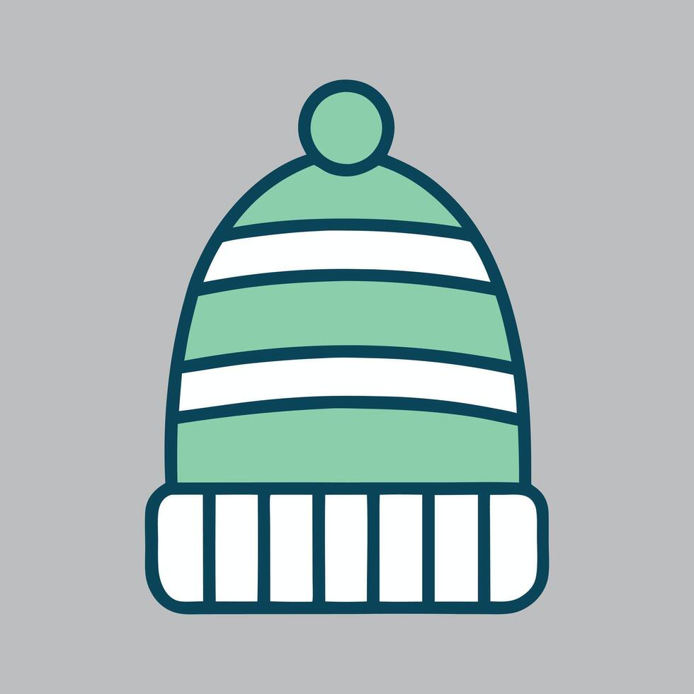 A green and white striped hat icon vector