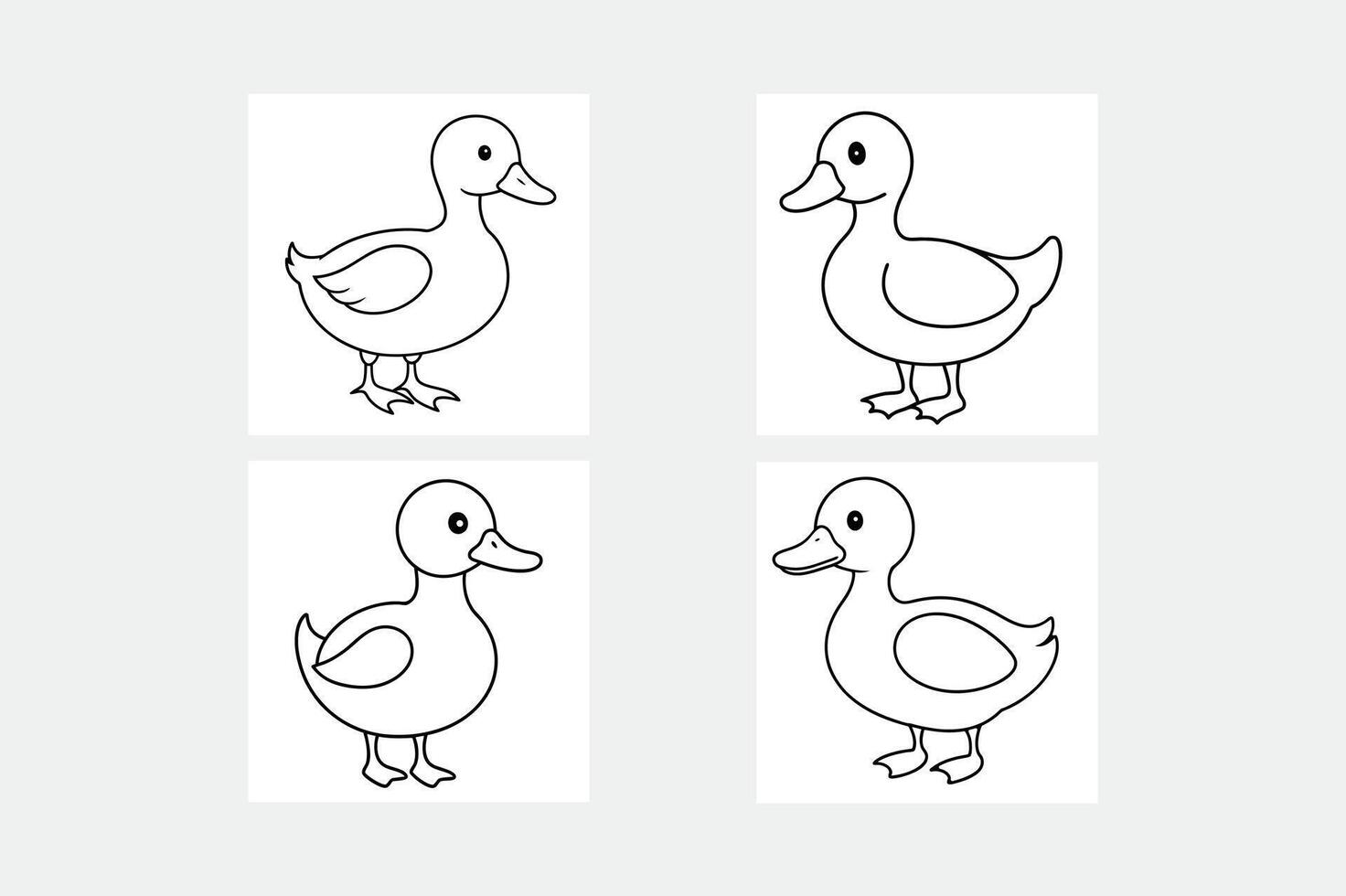 Four ducks in different poses on a white background vector