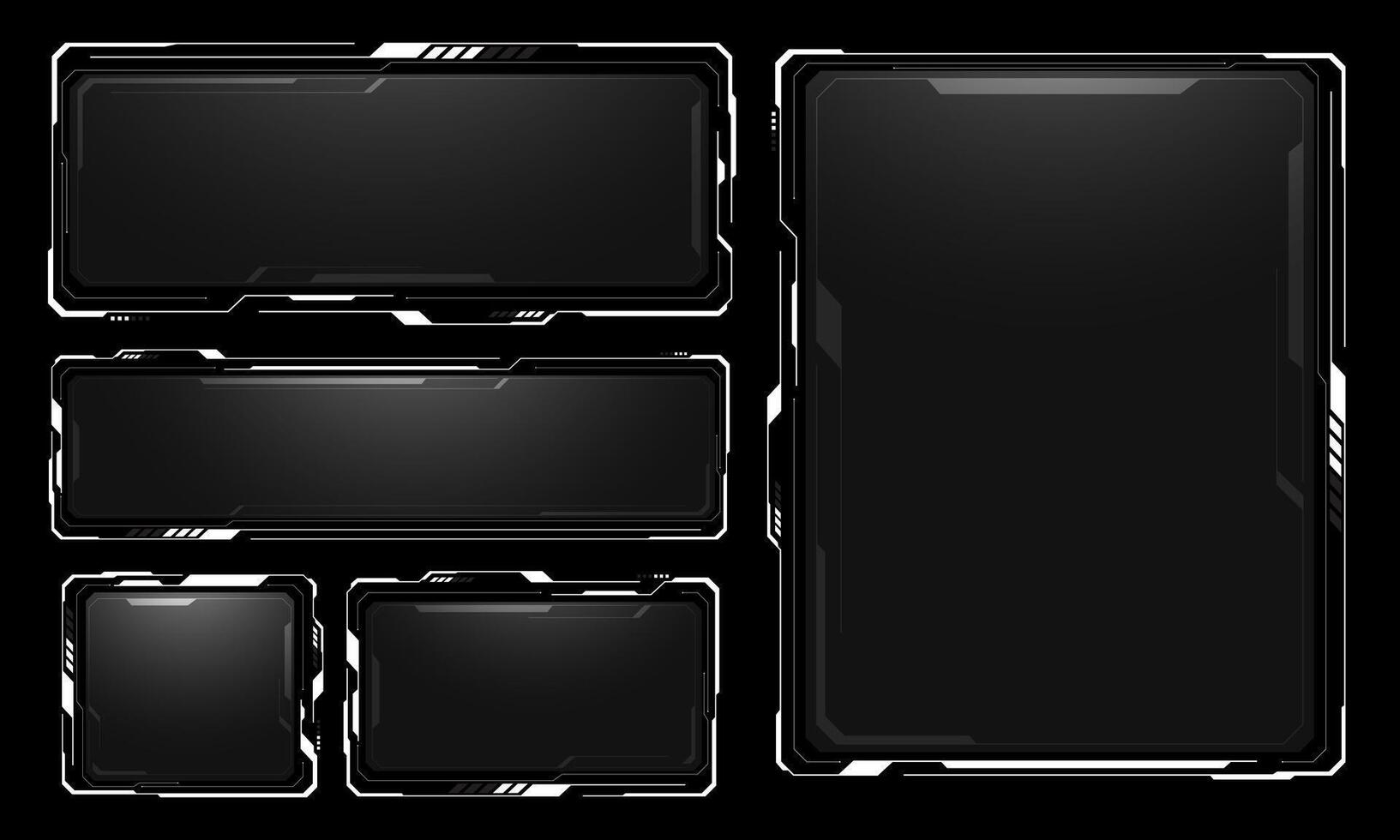HUD frames white grey user interface elements design modern technology futuristic control panel screen digital hologram window gaming menu touching cyber monitor set on black background vector