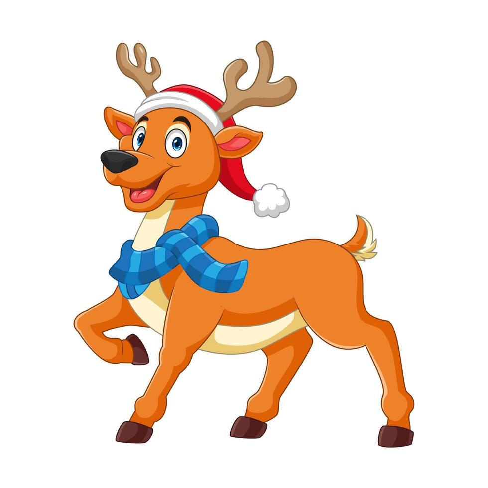 Cartoon christmas deer in a scarf vector