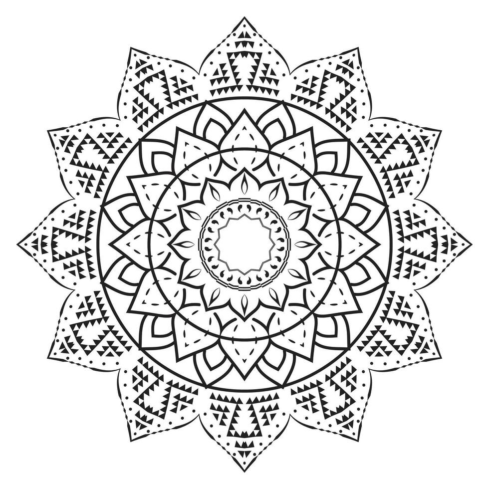 a black and white drawing of a mandala vector