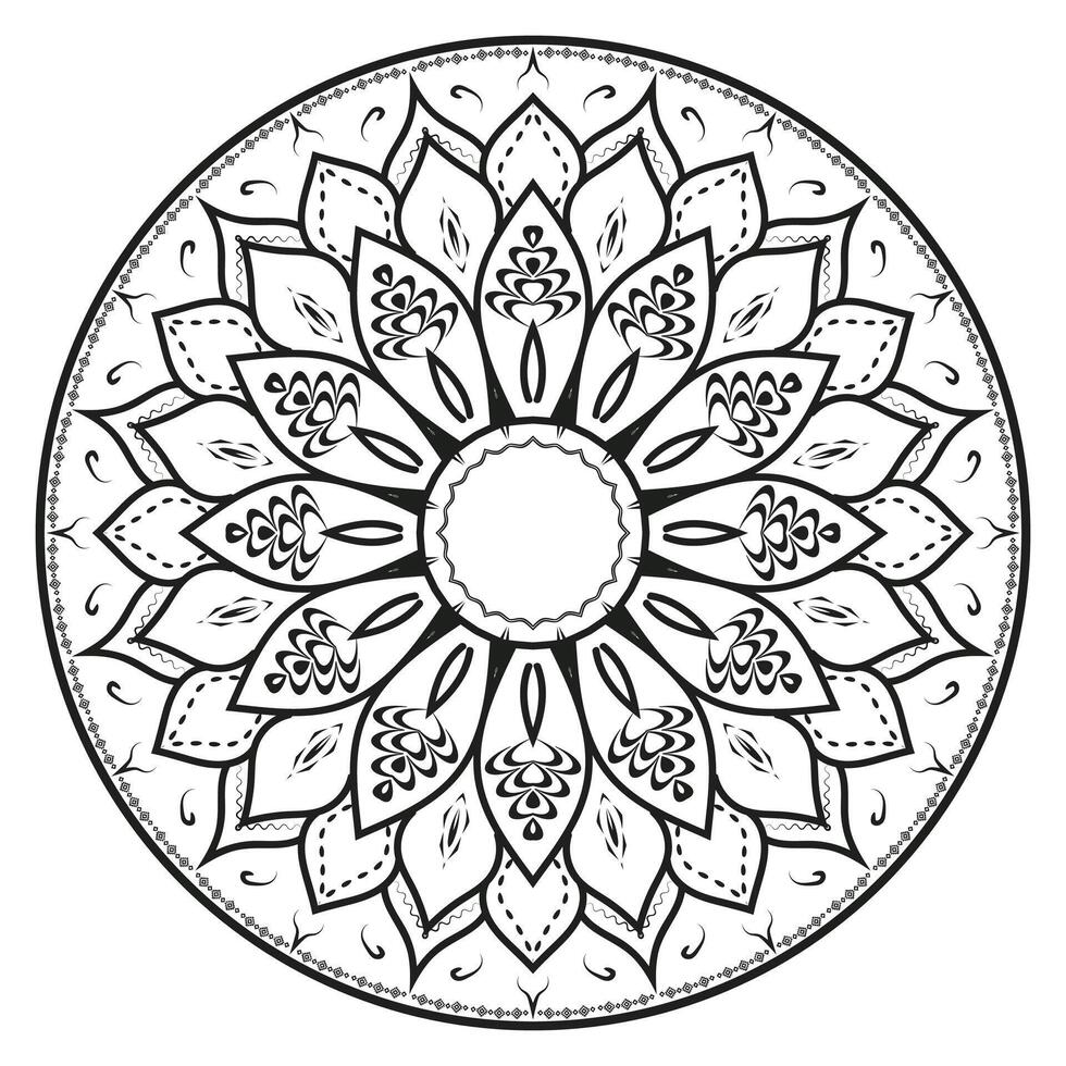 white drawing of a mandala with a circle on it. vector