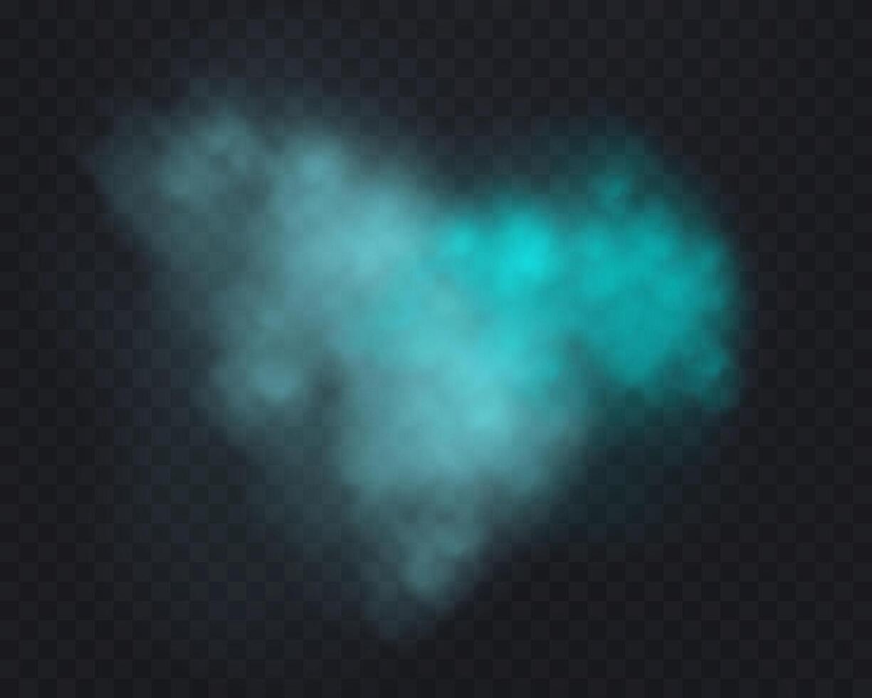 Realistic turquoise smoke or haze. Magic fog. vector