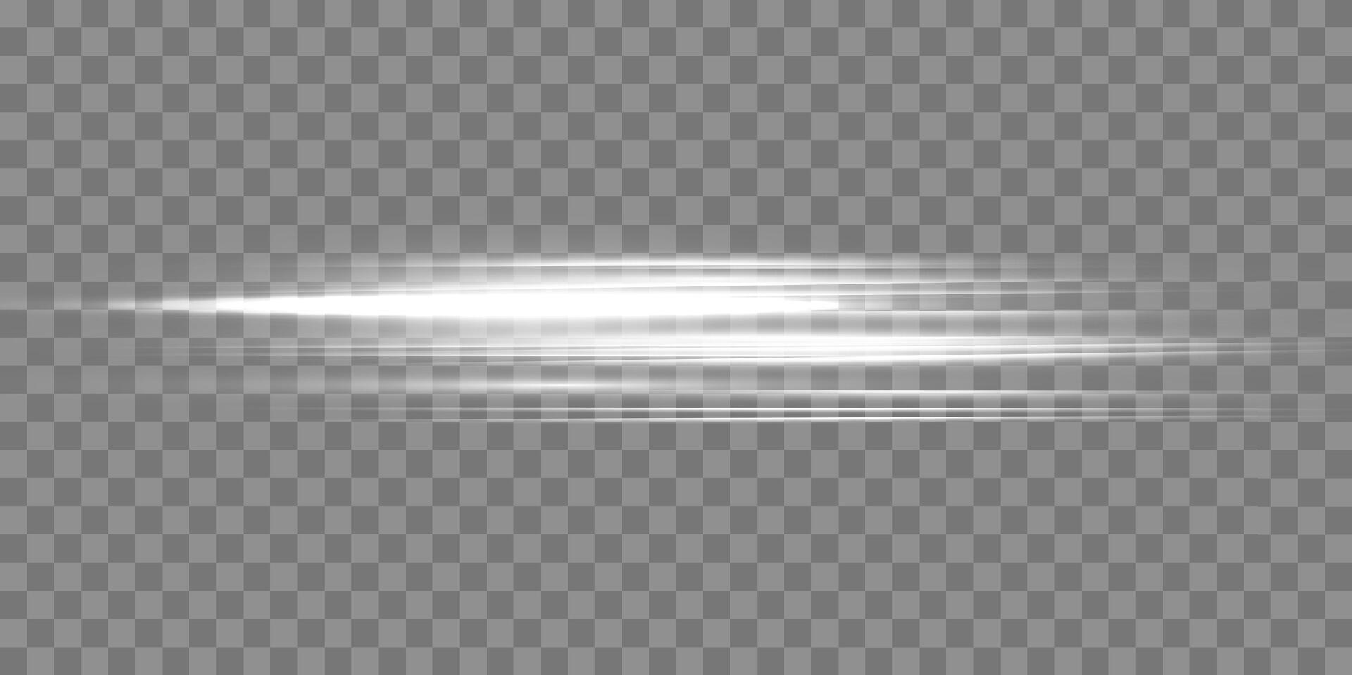 White horizontal lensflare. Light flash with rays or spotlight. Silver glow flare light effect. vector