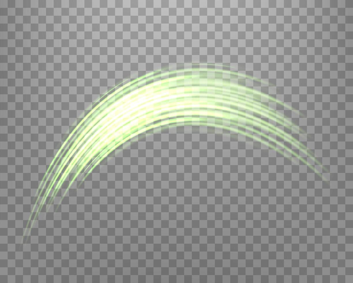 Glowing green lines. Neon realistic energy speed. vector