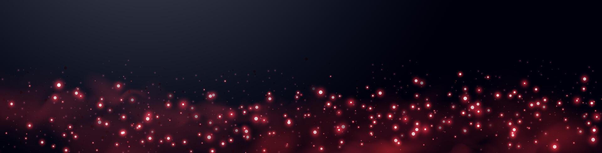 Red glittering dots, particles, stars magic sparks. Dust cloud flare light effect. Red luminous points with smoke. vector
