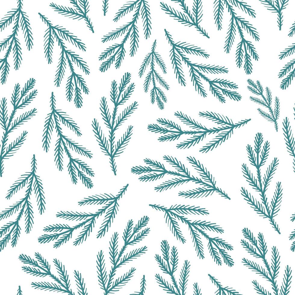 Christmas and winter seamless pattern with fir tree branches for wallpaper, digital paper, scrapbooking, stationery, wrapping paper, towels, kitchenware, tablecloth, etc, EPS 10 vector
