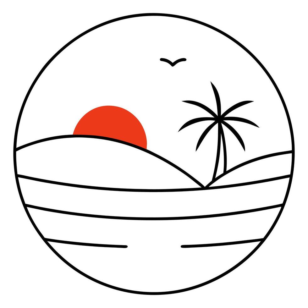 A Minimalist Sunset Desert Logo with Palm Trees vector