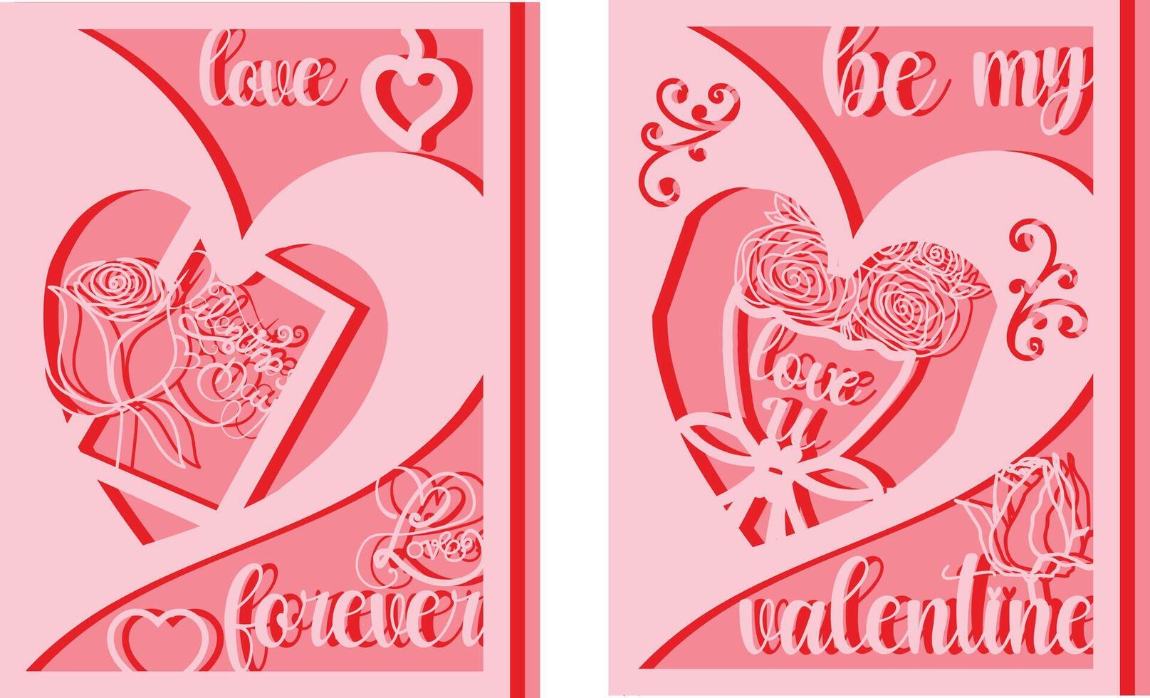 Happy valentines day gift card illustration 3 layer pink card vector