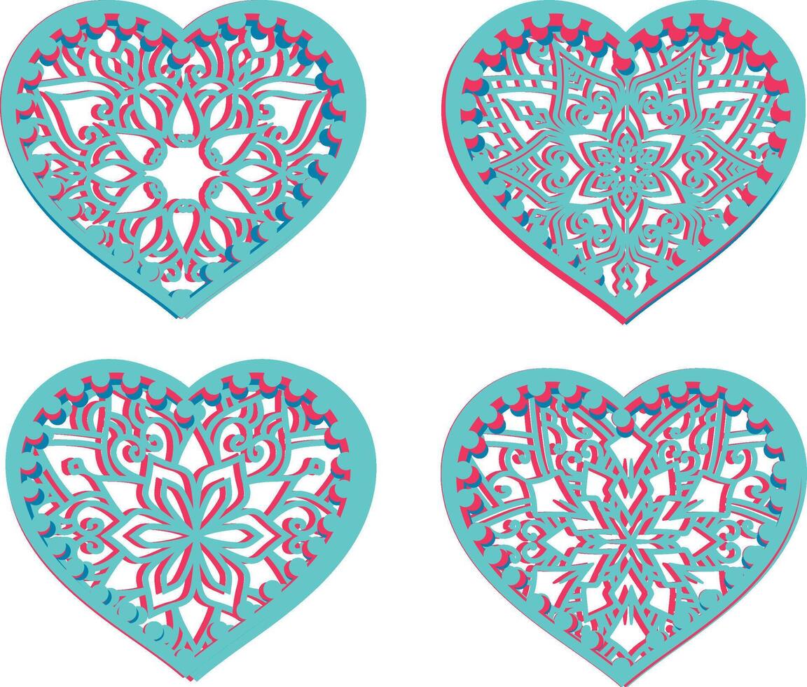 Multilayer floral mandala shadowbox illustration. vector