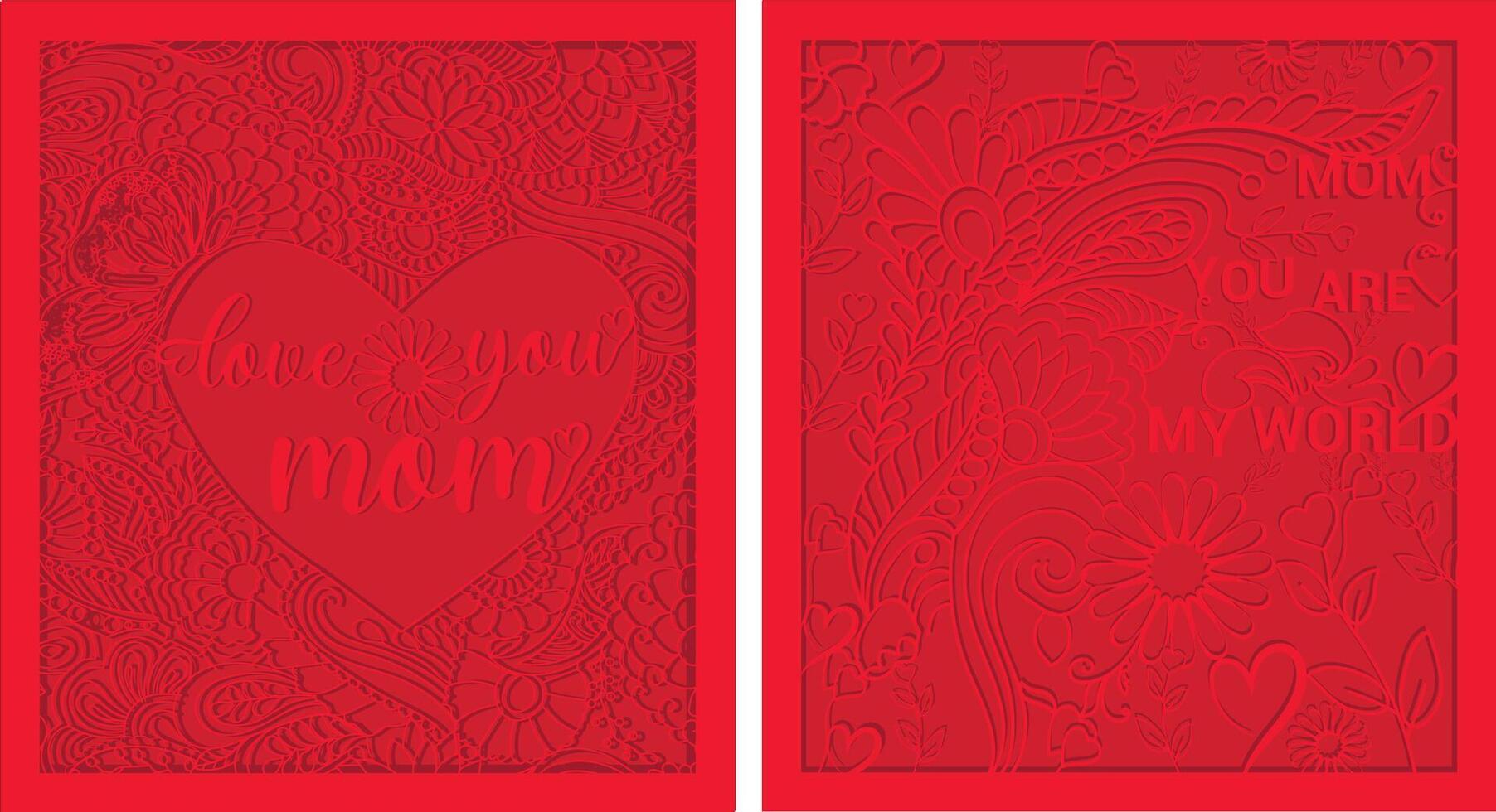 Mothers Day Gift Card red shadowbox vector