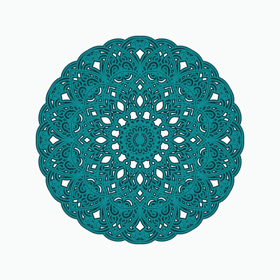 Multilayer colorful green mandala wall art. vector
