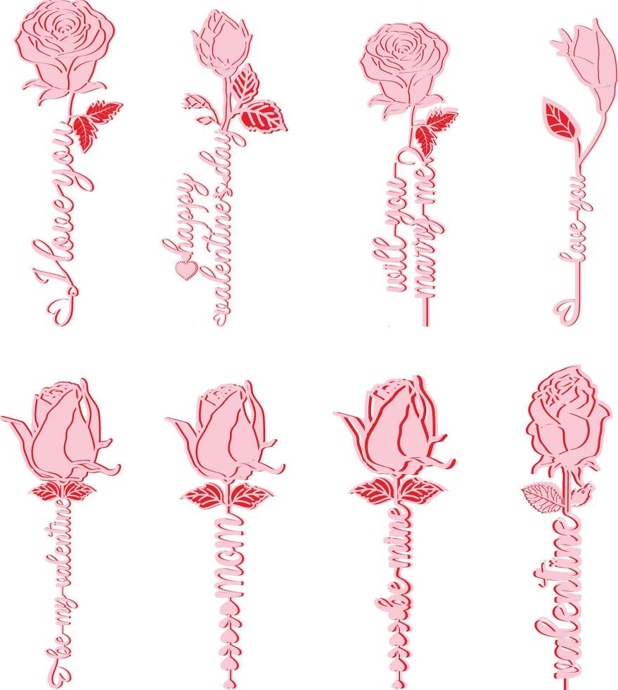 Happy valentines day 3 layer rose with valentine note vector