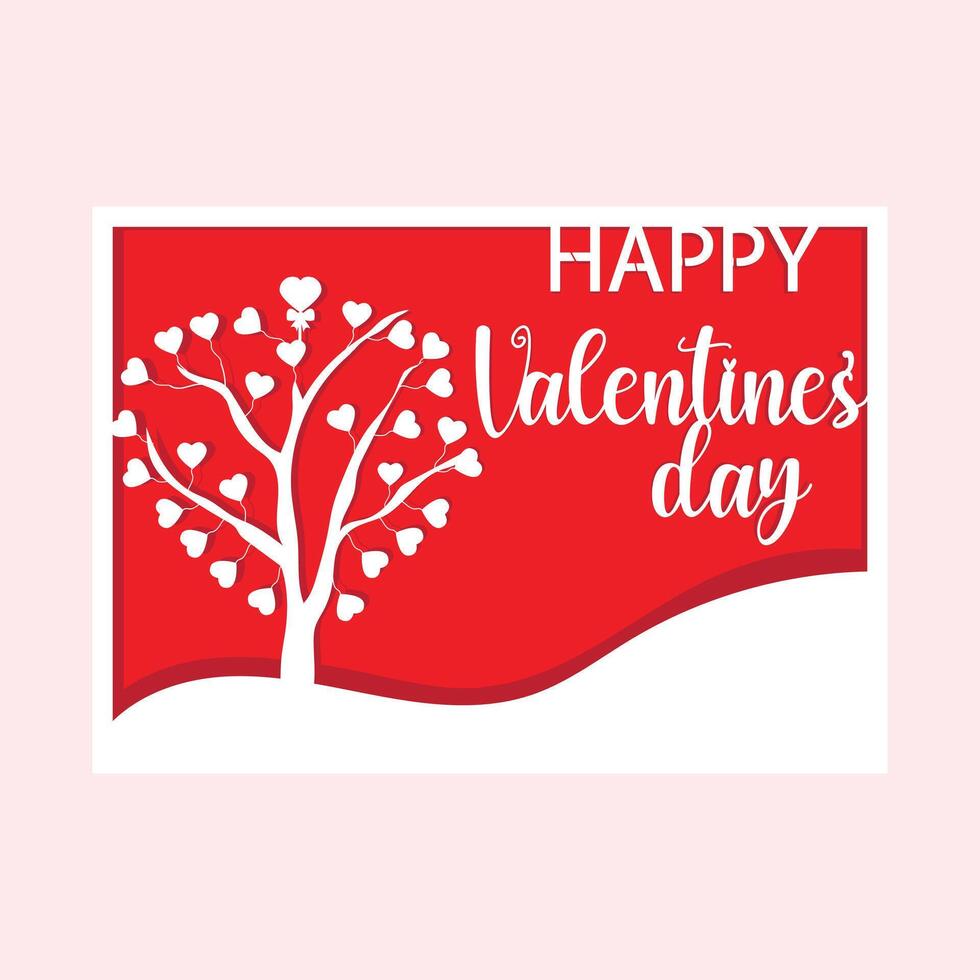 Valentine's day gift card with love tree illustration design. vector
