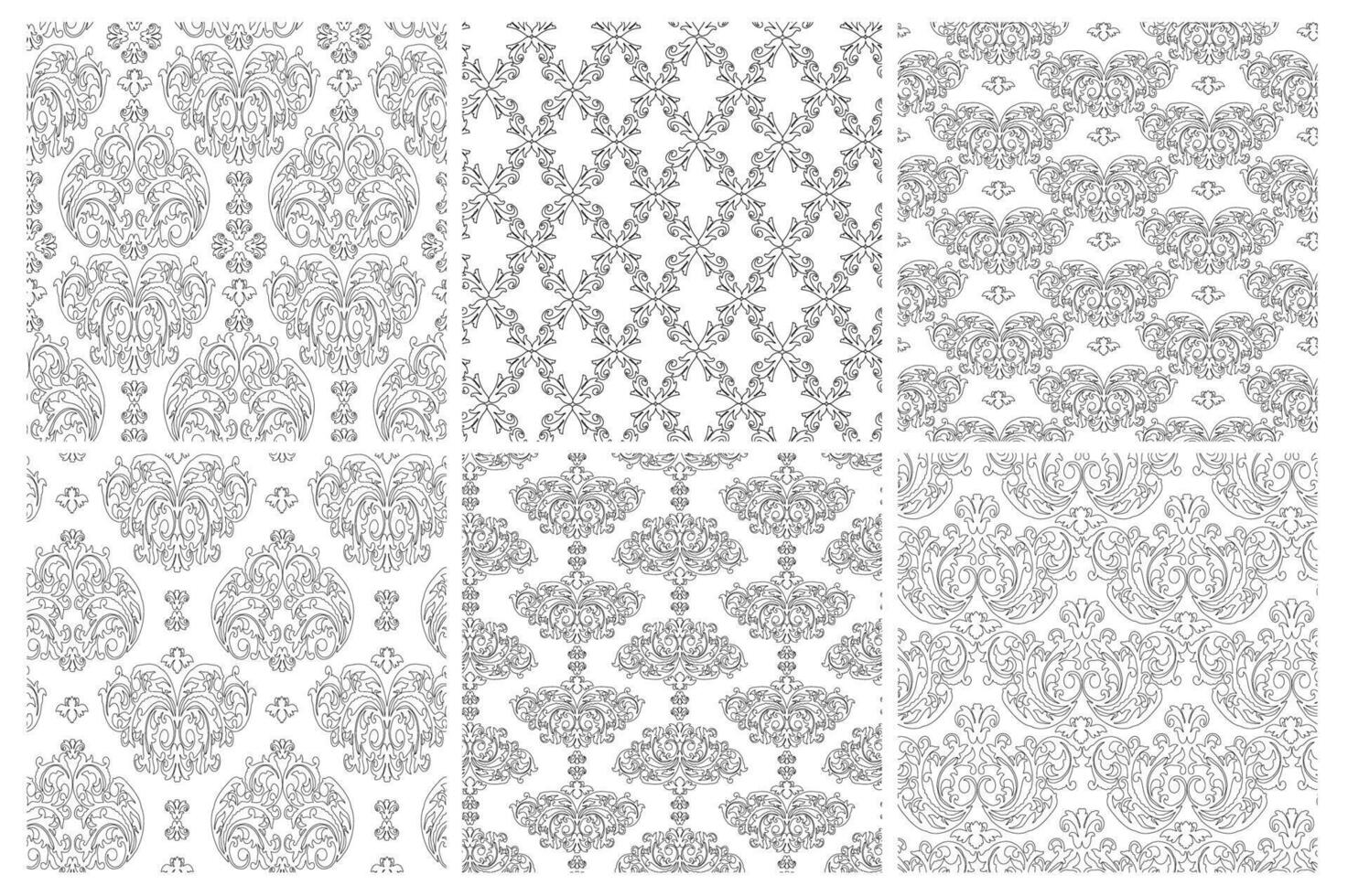damask vintage baroque ornament. Retro pattern antique style. Seamless floral pattern. Royal wallpaper. Gothic background. black and white vector