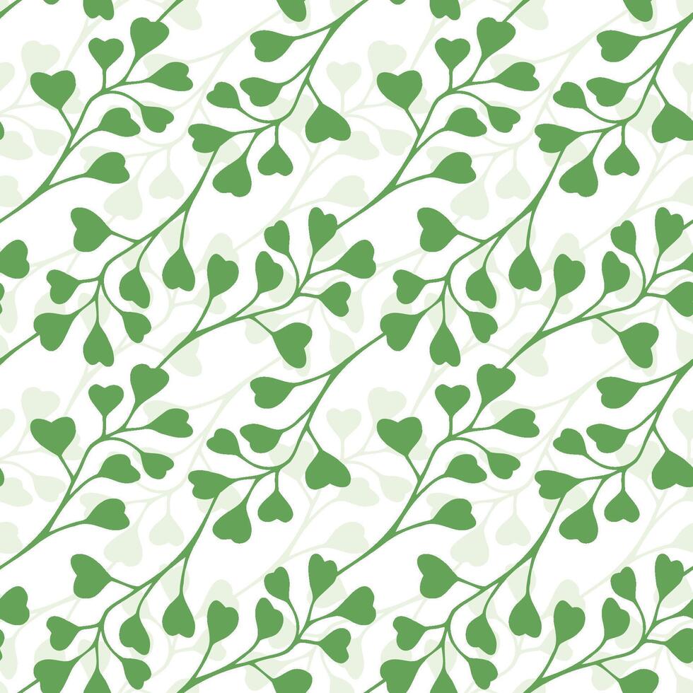 Green leaves seamless pattern with silhouette nature branch for textile design, fabric, scrapbook paper, wallpaper. vector