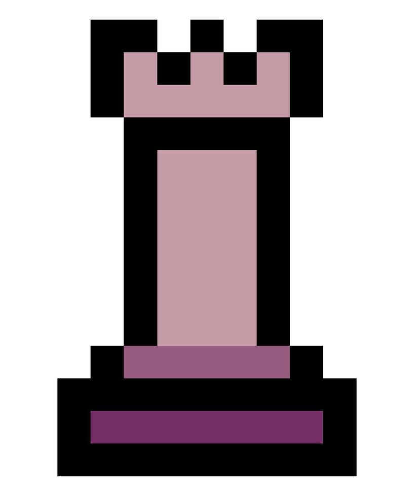 Rook chess piece in pixel art style vector