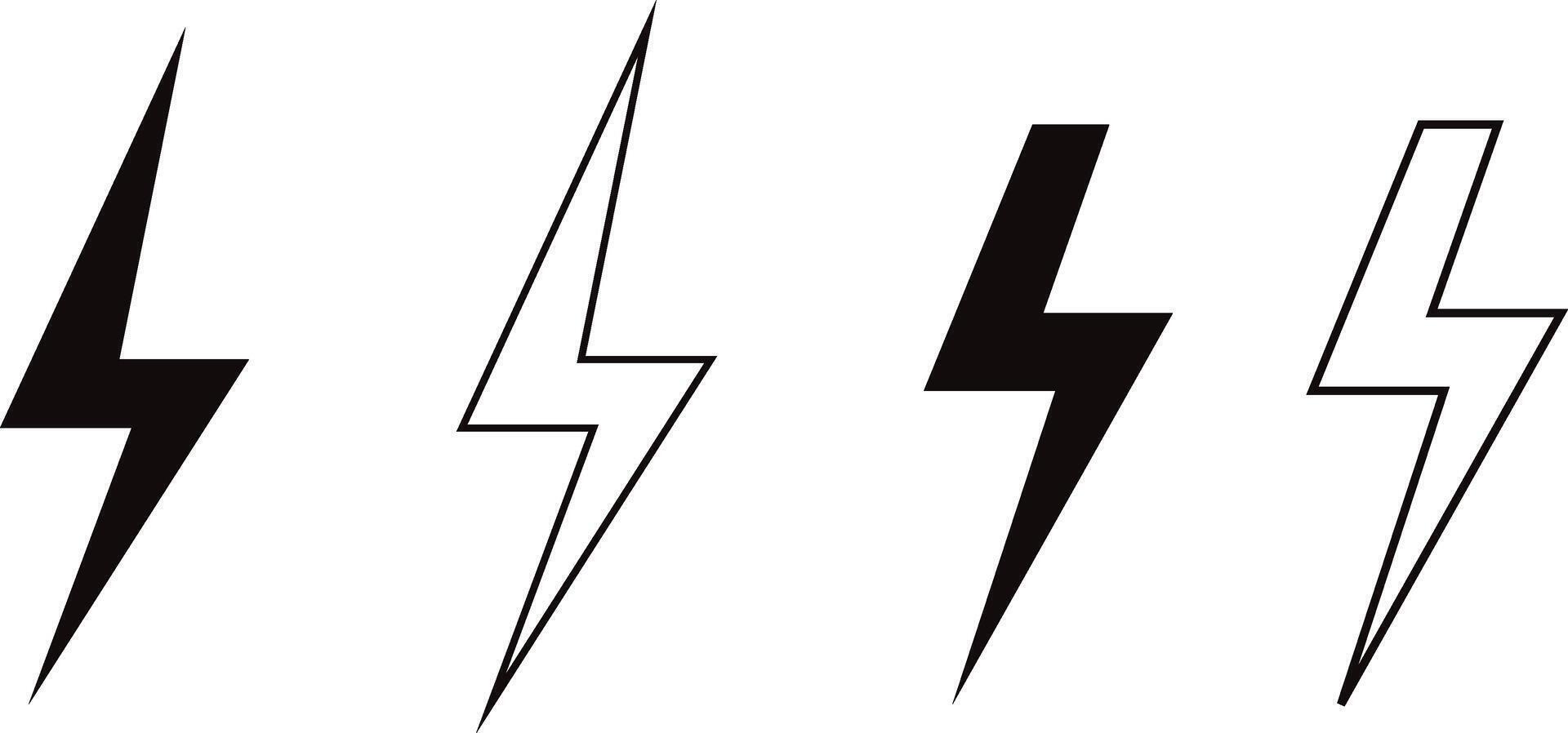 creative simple black color lightning bolt icon set illustration electric thunder and bolt flash icon set black silhouette lightning bolt flash symbols vector