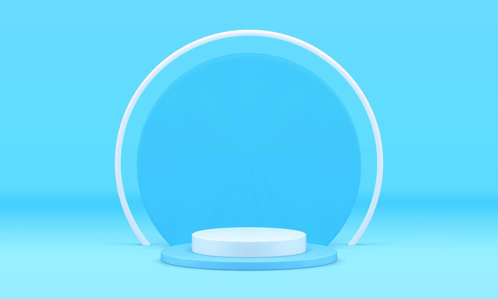 3d light blue podium pedestal geometric showcase mockup for presentation realistic vector