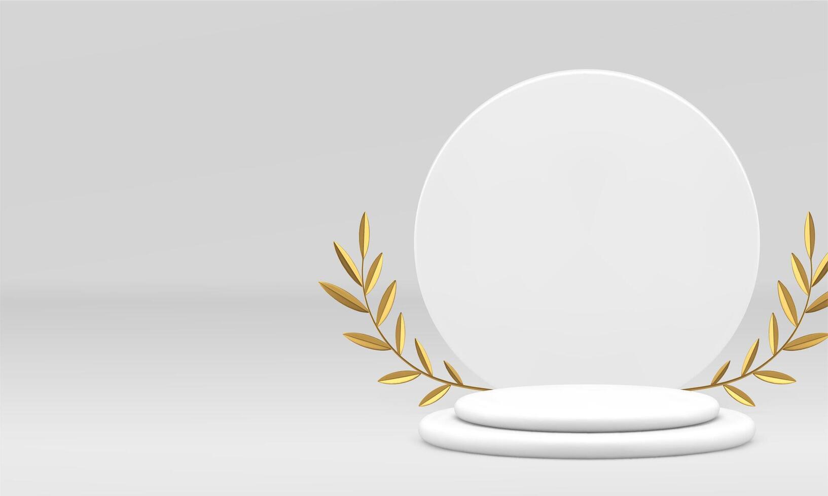 3d white cylinder step podium pedestal with circle wall background for product show realistic vector