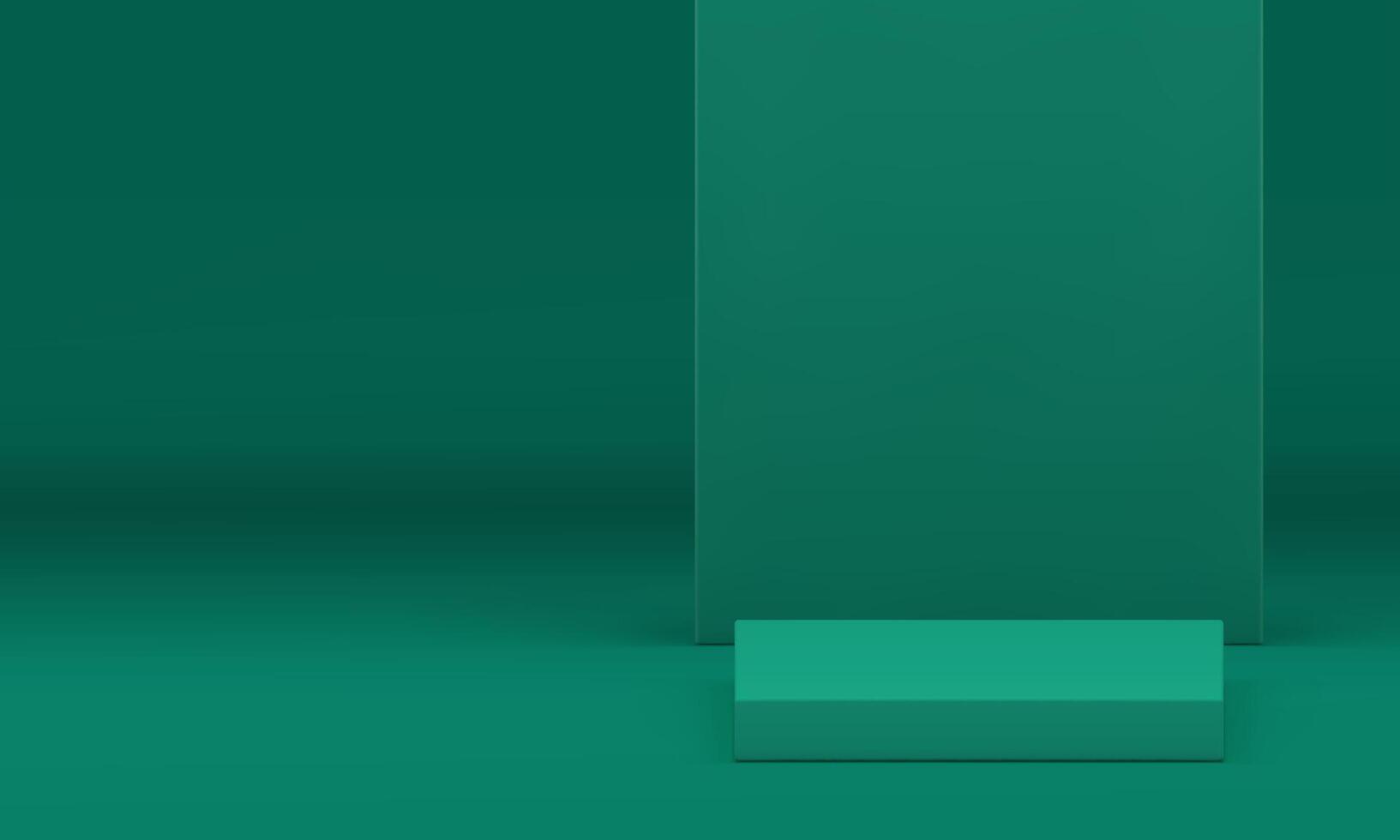 3d green showroom squared podium pedestal for presentation realistic illustration vector