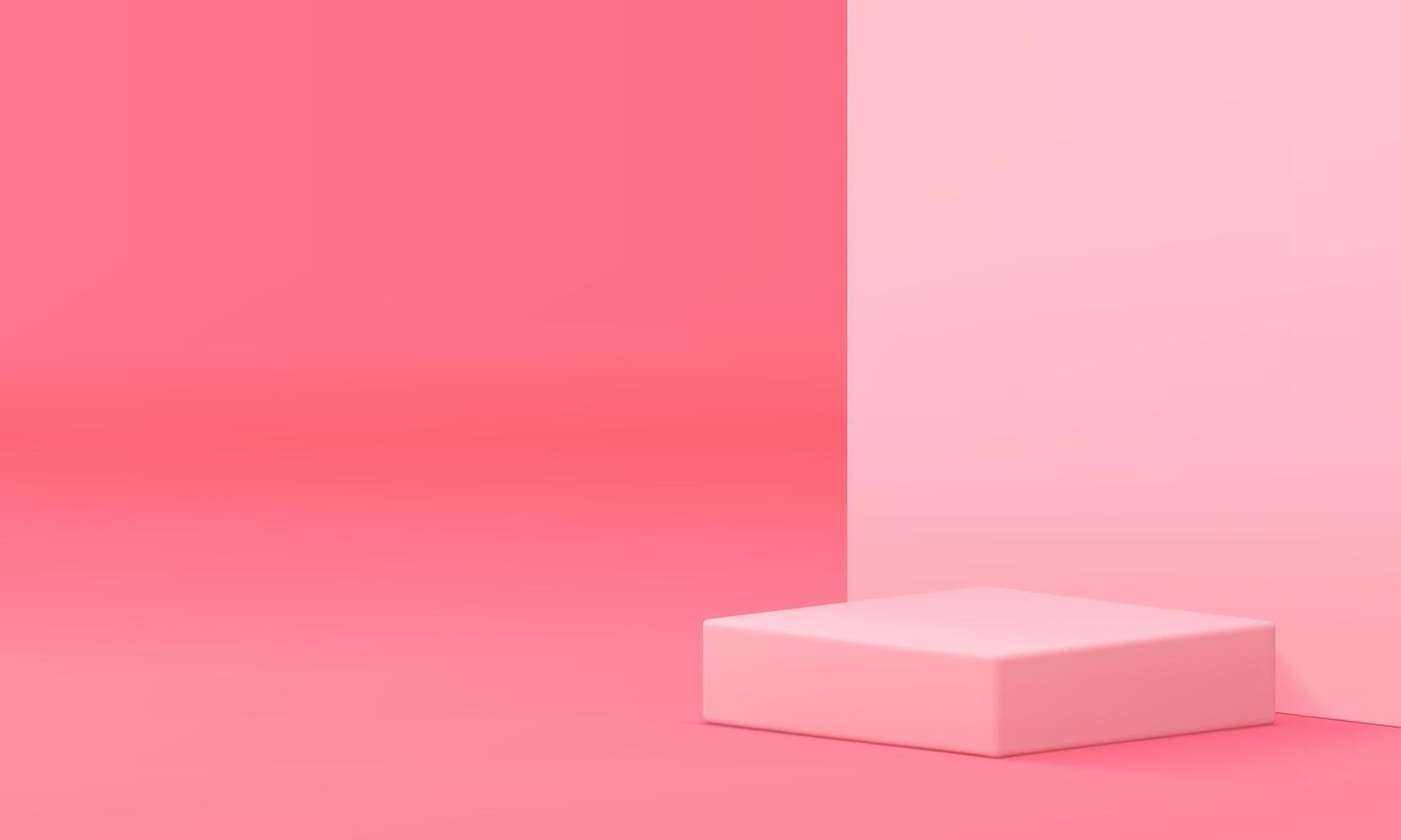 Pink pastel 3d podium with wall background showcase realistic illustration vector