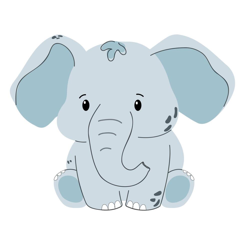 An elephant is sitting on the ground with its trunk out vector