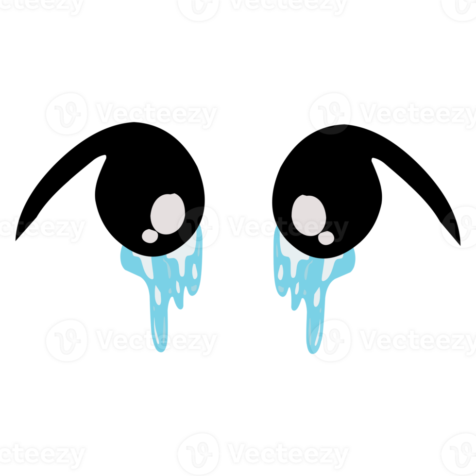 a crying cartoon eye with a tear drop on it png