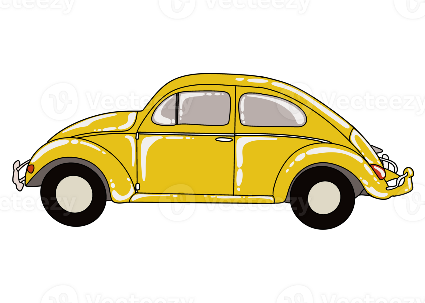 Yellow frog car or Volkswagen Beetle design. Perfect for stickers, icons, logos, poster elements and banners png