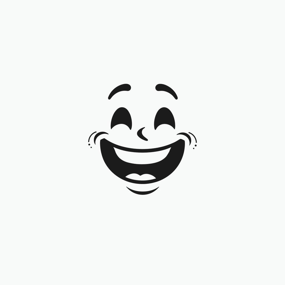 Simple black and white smiley face exuding happiness and positivity against a plain background. vector