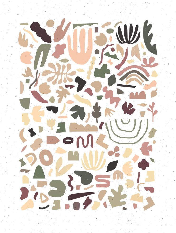 Geometric abstract unique handmade shapes drawing in khaki tones vector