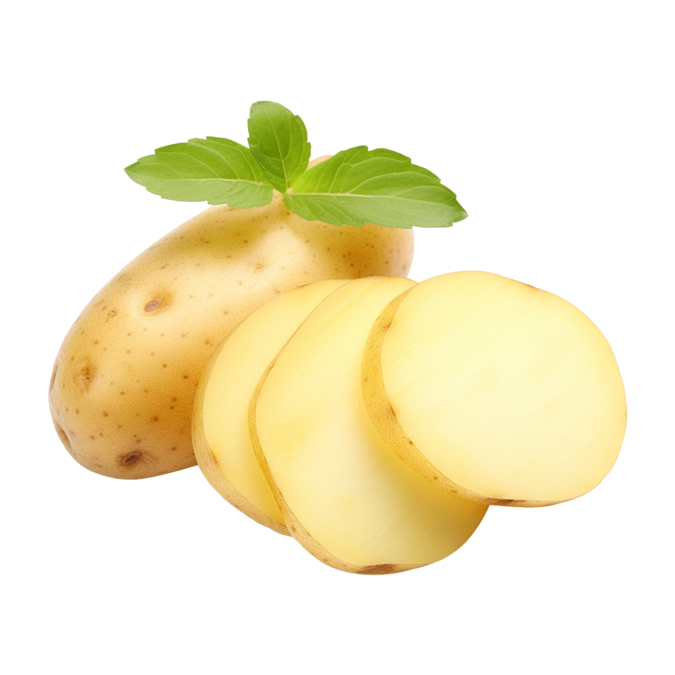 Raw potato slice cutout on transparent background png