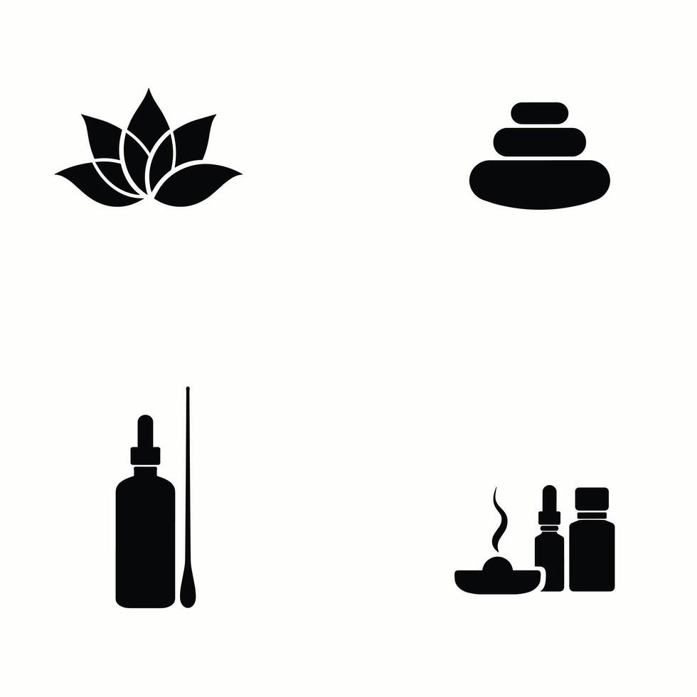 Minimalist icons representing elements of spa and wellness. vector