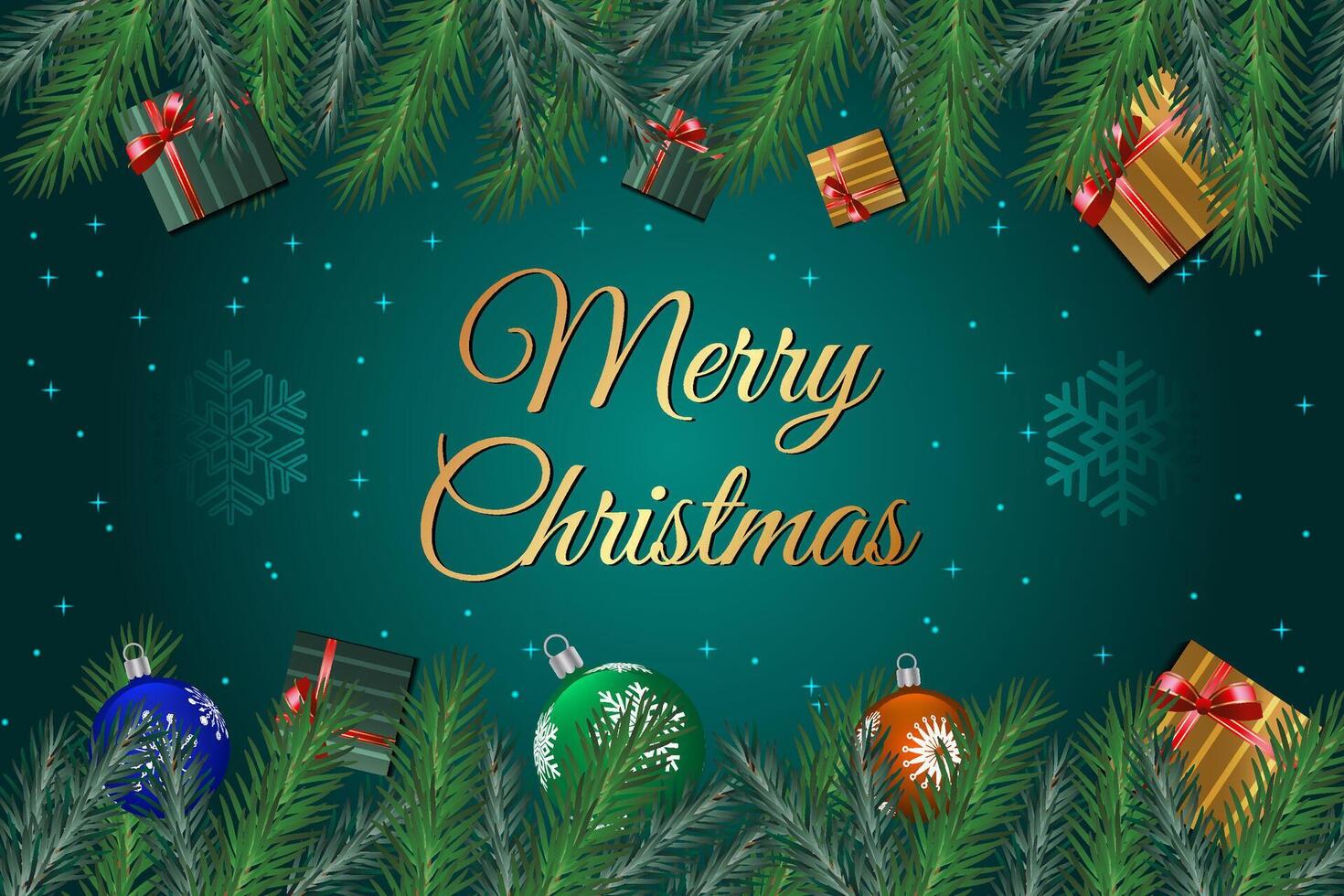 Holiday-themed Merry Christmas background with snow-covered pine trees and twinkling lights for a joyful seasonal celebration vector
