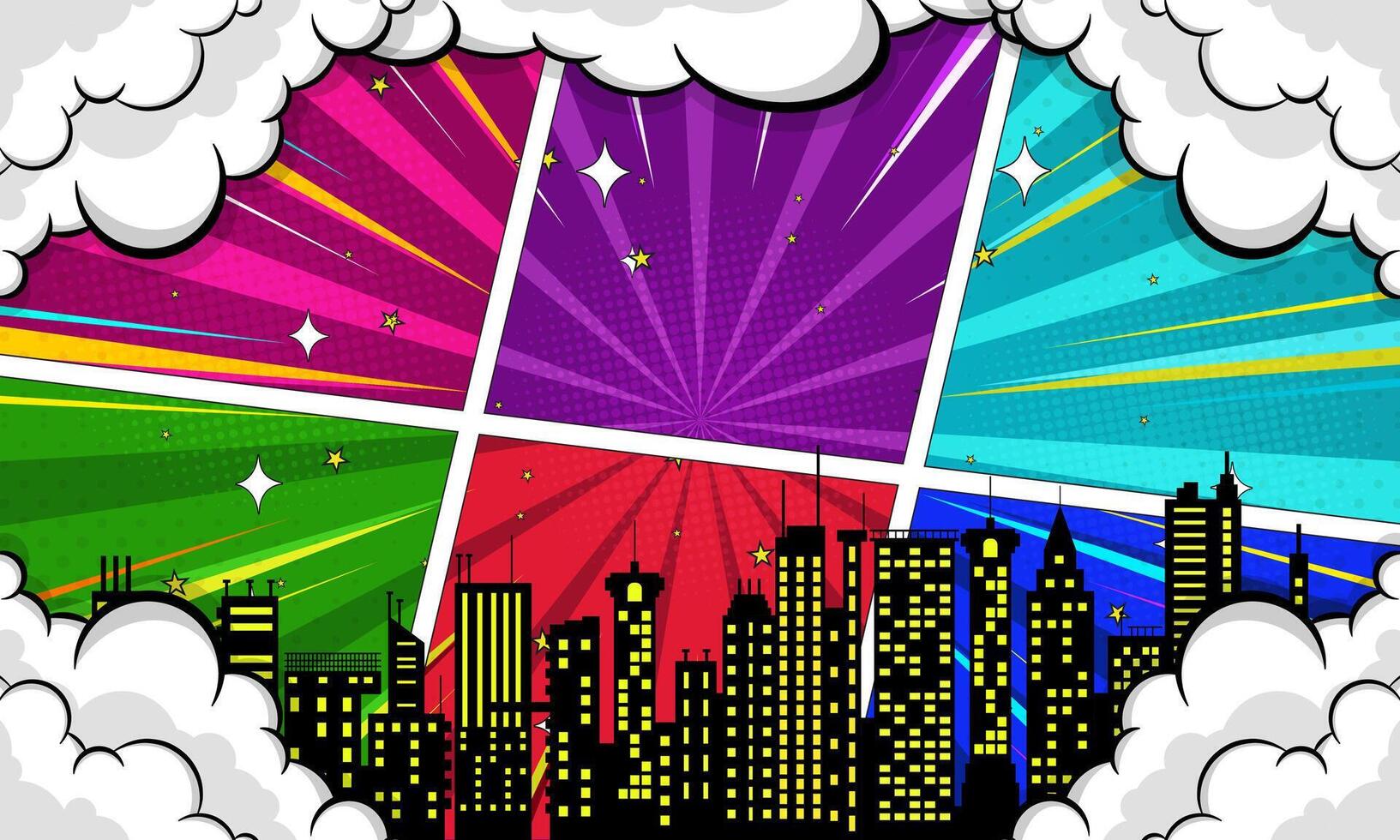 Colorful Pop Art Comic Panel Design Background vector