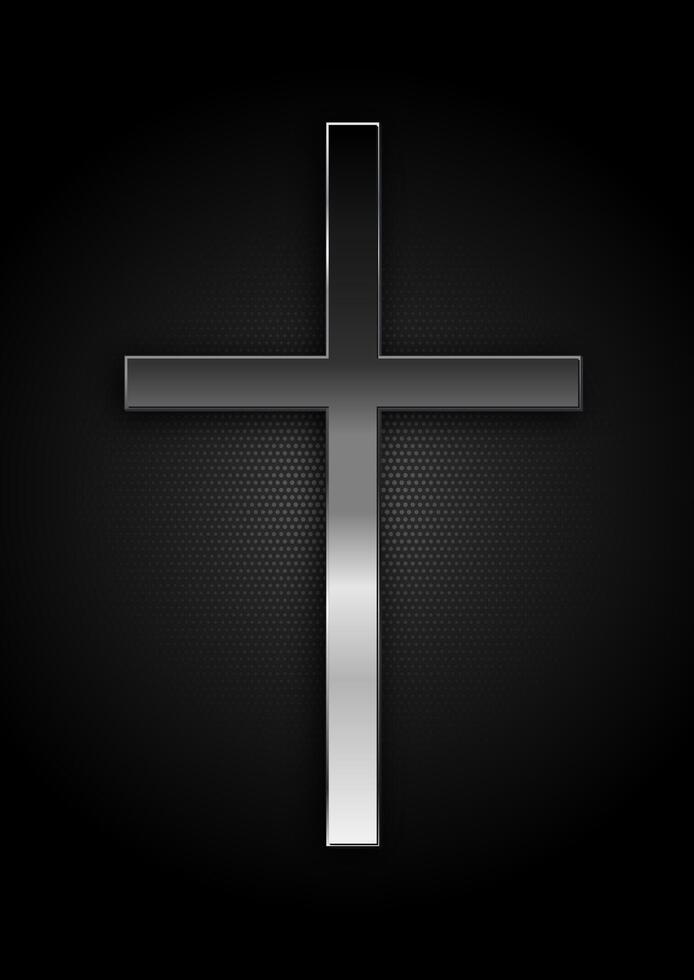 Christian cross background with modern metallic design vector