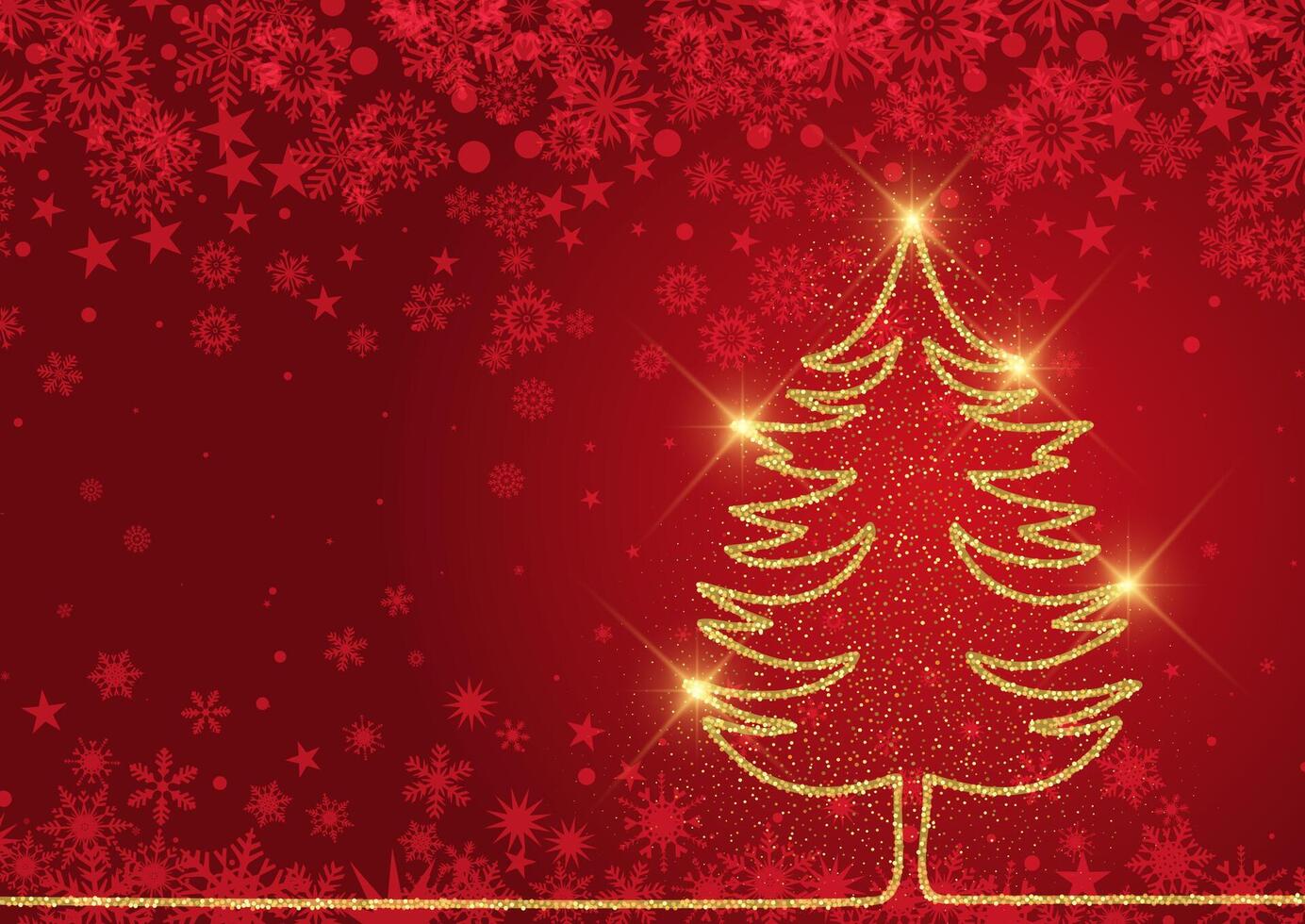 Christmas background with glittering gold tree design vector