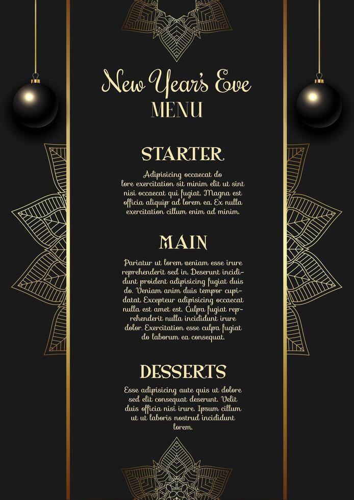 Elegant New Years Eve menu design background vector