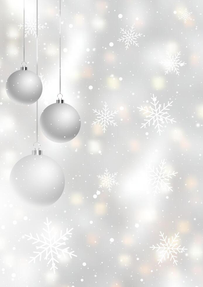Christmas background with hanging baubles vector